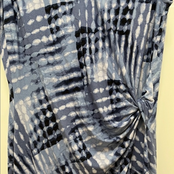 NIC+ZOE Sleeveless Gathered Waist Blue Watercolor Print Dress - Size Medium - Picture 6 of 16
